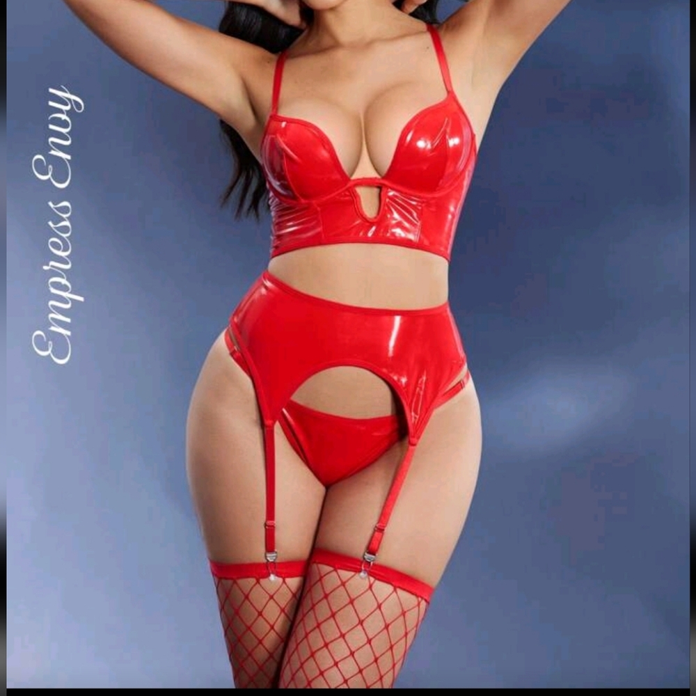 SHEIN Bold Red Bra Set